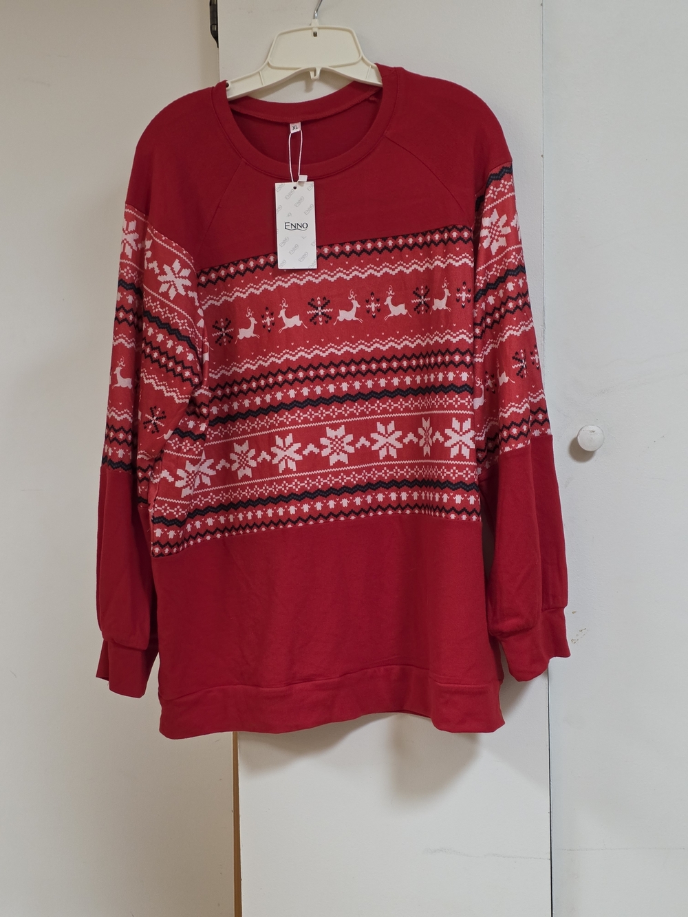 Red Fair Isle Crewneck Sweater